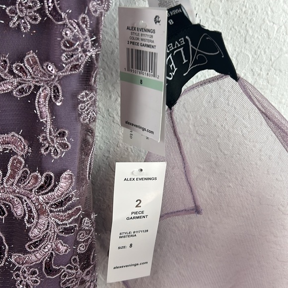 NWT Alex Evening sequin sleeveless mermaid lavender with chiffon shawl 8 - Picture 5 of 9